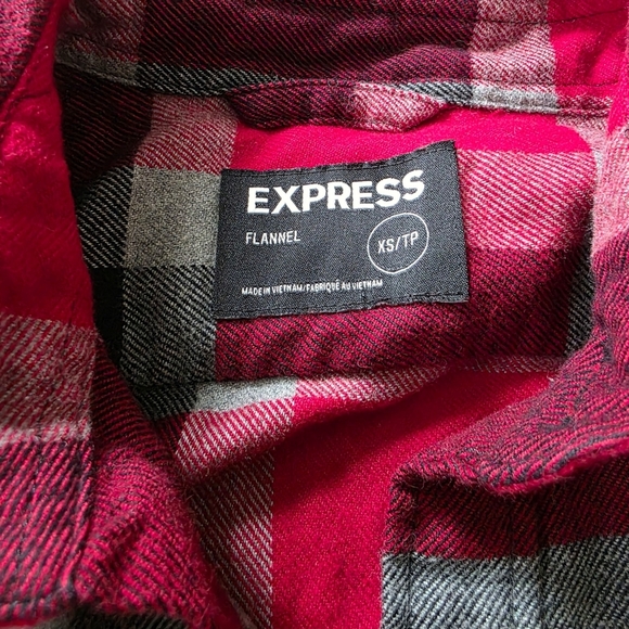 Express Men's Flannel, Red/Gray/Black Plaid, Size XSmall - Picture 4 of 5